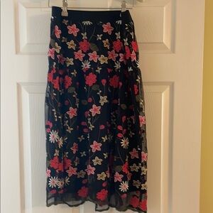 Linea by Louis Dell'Olio Black Floral A-Line Skirt